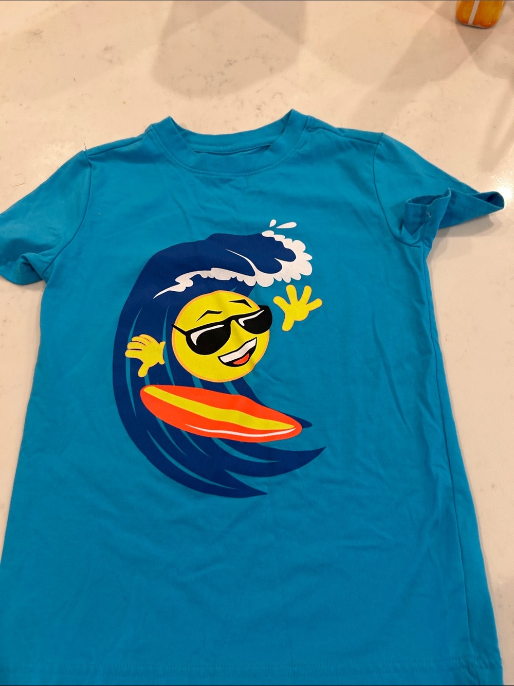 Cat & Jack Turquoise Surf Emoji Swim Tee
